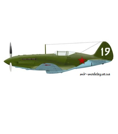 №6320 - МиГ-3 белый «19» (ModelArt) из бумаги