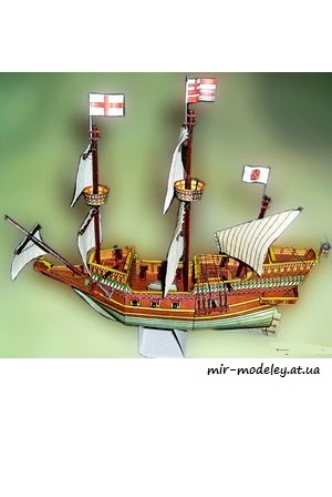 №6523 - Golden Hind [ABC 1982/22] из бумаги — развертка из бумаги