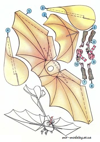 №6673 - Планер Отто Лилиенталя / Kluzak Otto Lilienthala (ABC 15/1986) из бумаги