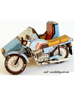 №7320 - Мотоцикл Jawa 350 и коляска Velorex 700 (ABC 8/1988) из бумаги