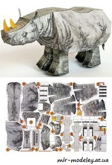 №7450 - Шагающий Носорог / Nosorožec Doran (ABC 1/1992) из бумаги