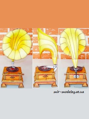 №7708 - Mechanicky gramofon Parlophon 1913 (ABC 11/2000) из бумаги