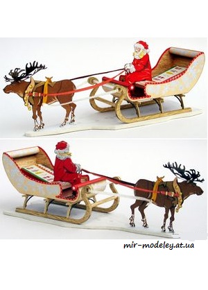№7867 - Рождественские сани с Санта Клаусом / Vánoční spřežení Santa Klause (ABC 24/2004) из бумаги