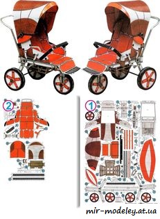 №7953 - Трехколесная спортивная коляска / Sportovní kočárek trojkolka (ABC 7/2007) из бумаги
