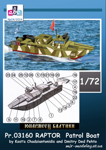 №8162 - Патрульный катер проекта 03160 «Раптор» / Motorovy clun Pr.03160 Raptor (Векторный перекрас ABC 24/2014) из бумаги