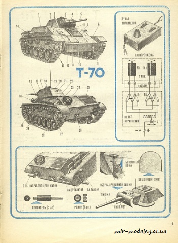 №8550 - Танк Т-70 (ЮТ - Для умелых рук 12/1984) из бумаги