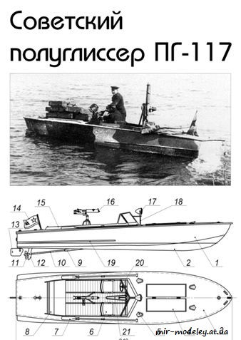 №8730 - Советский полуглиссер ПГ-117 (Левша 04/2019) из бумаги — развертка из бумаги