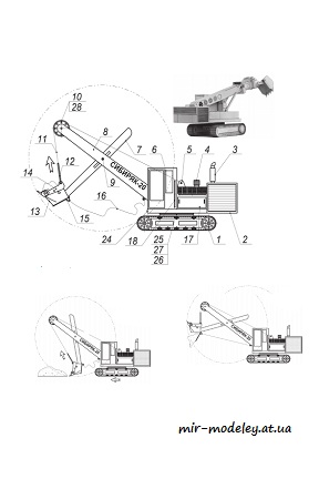 №8750 - Экскаватор из бумаги (Левша 2020-11) из бумаги — развертка из бумаги