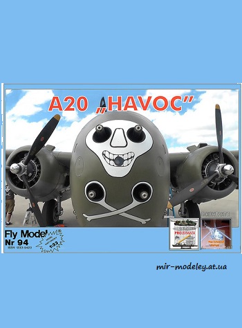 №8845 - Douglas A-20 Havoc (Перекрас Fly Model 094) из бумаги
