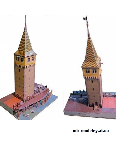 №9238 - Der Mangenturm (alter Leuchtturm) in Lindau / Bodensee (Dieter Welz / Ausschneide Bogen 07) из бумаги