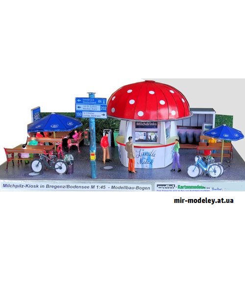 №9268 - Молочный киоск - Milchpilz in Bregenz / Bodensee (Dieter Welz / Ausschneide Bogen 37) из бумаги