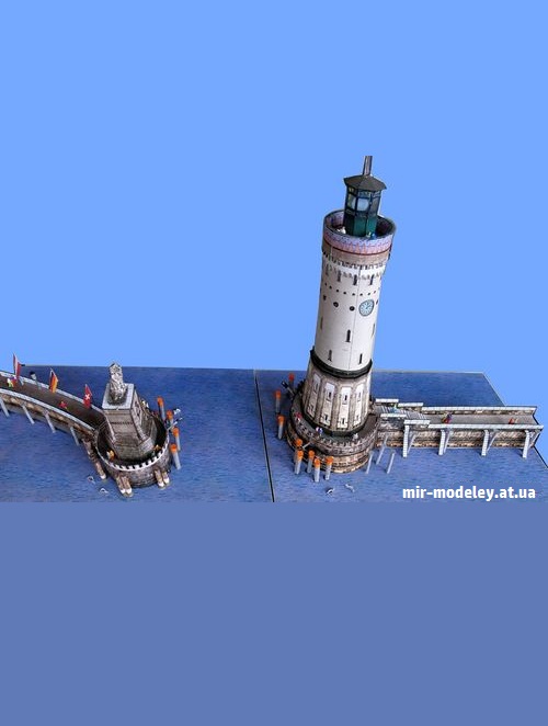 №9258 - Маяк и статуя льва в порту Линдау / Leuchtturm & Löwe in Lindau (Dieter Welz / Ausschneide Bogen 27) из бумаги