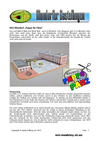 №974 - KGS Mondorf - Pappe für Pänz (Mondorfer Bastelbogen) из бумаги