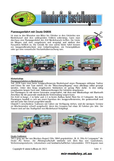 №998 - Трактор с прицепом / Planwagenfahrt mit Deutz D6806