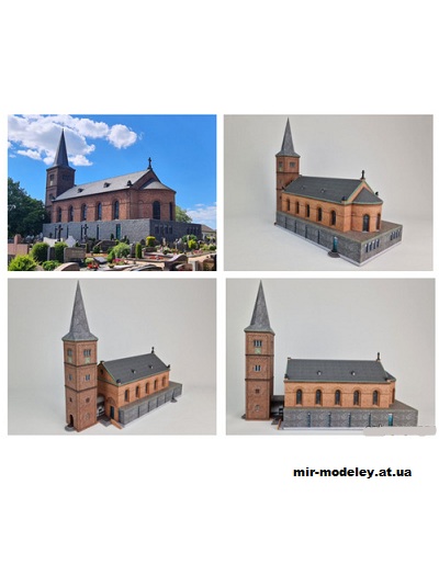 №958 - Церковь Святого Дионисия / Kirche St. Dionysius (Mondorfer Bastelbogen) из бумаги