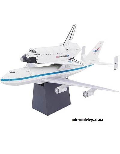 №9347 - Cамолёт для транспортировки шаттлов: упрощенная версия / Boeing 747SCA (Canon) из бумаги