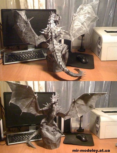 Сборка бумажной модели Дракон из Skyrim (Frost Dragon)