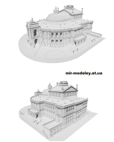 Сборка бумажной модели  Tеатр Оперы и Балета, Одесса 1:150